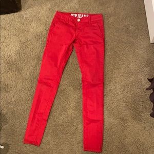 Red skinny pants